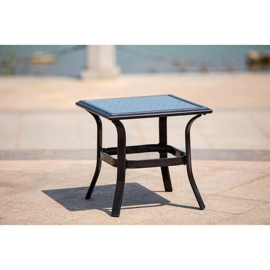 21" Black Metal Glass And Faux Wicker Outdoor Side Table HomeRoots