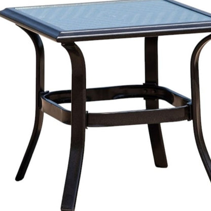 21" Black Metal Glass And Faux Wicker Outdoor Side Table HomeRoots