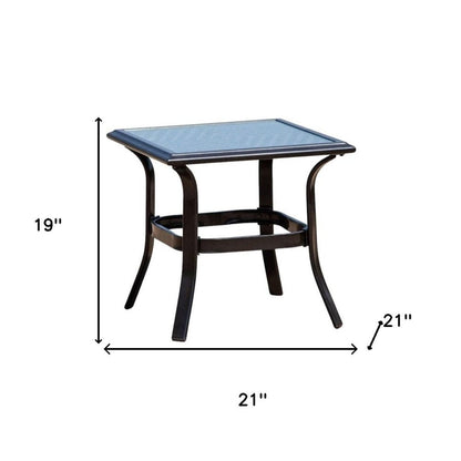 21" Black Metal Glass And Faux Wicker Outdoor Side Table HomeRoots