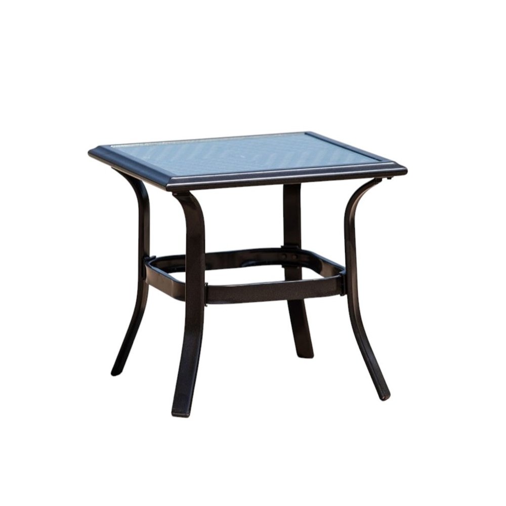 21" Black Metal Glass And Faux Wicker Outdoor Side Table HomeRoots