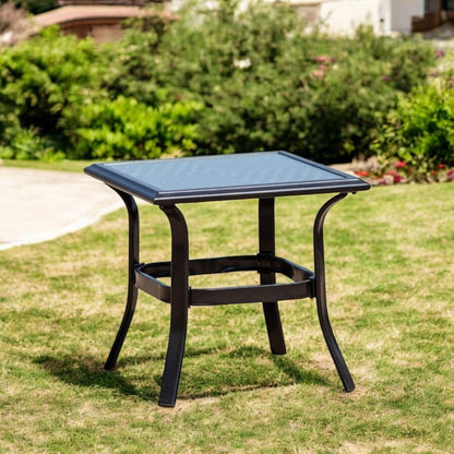 21" Black Metal Glass And Faux Wicker Outdoor Side Table HomeRoots