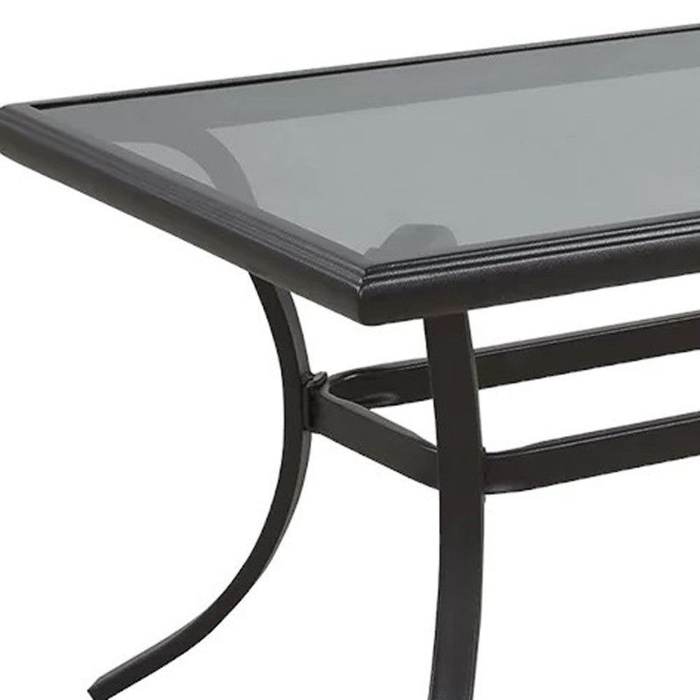 21" Black Metal Outdoor Chat Table