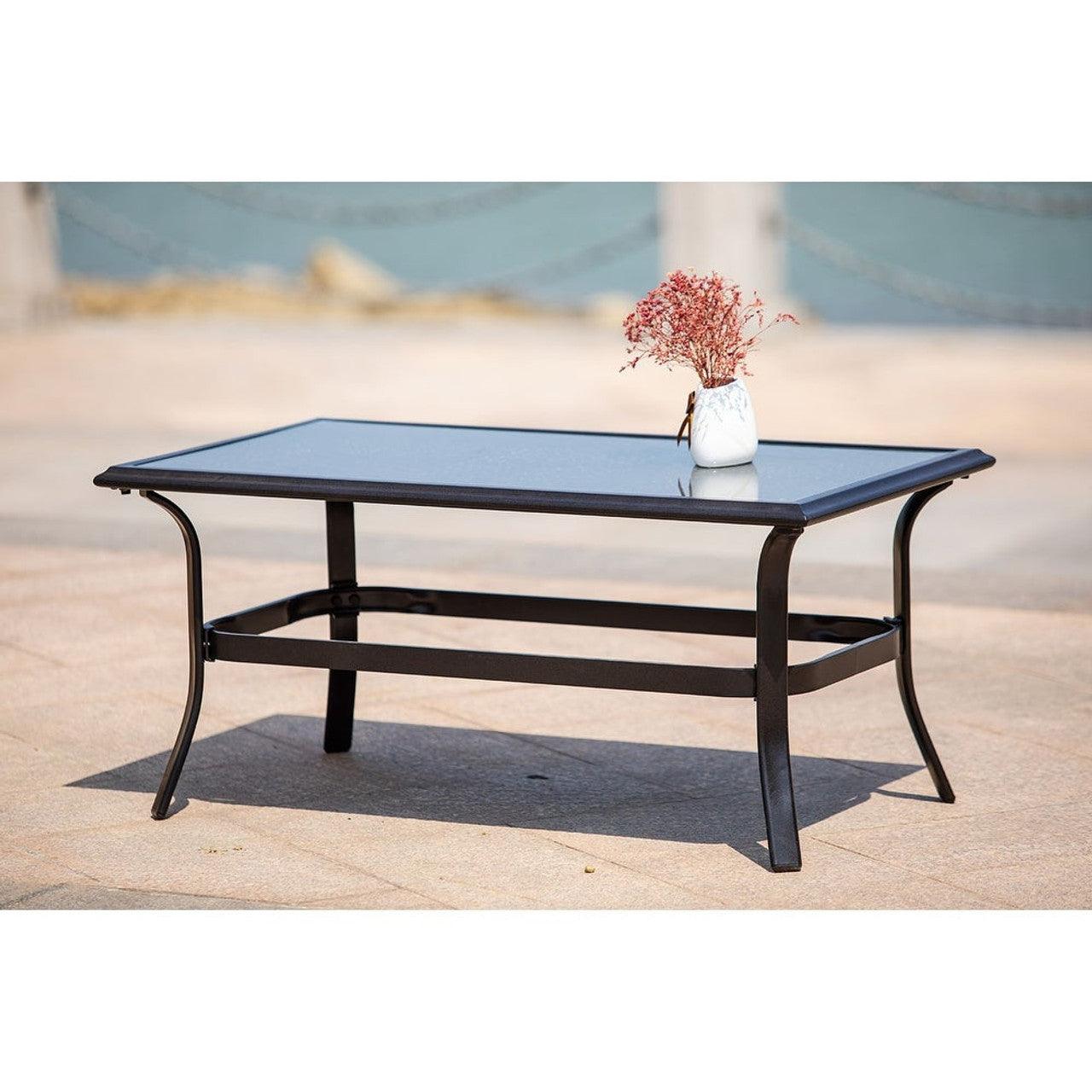 21" Black Metal Outdoor Chat Table - FurniFindUSA