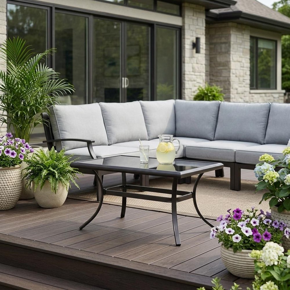 21" Black Metal Outdoor Coffee Table HomeRoots