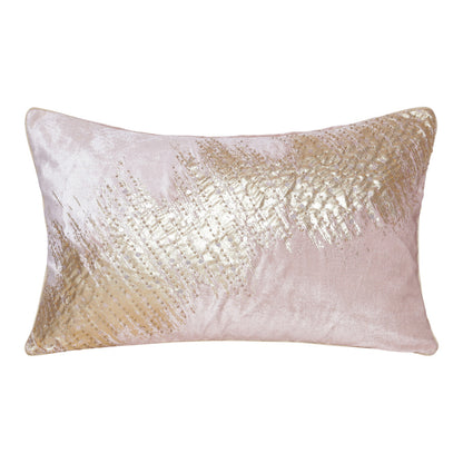 16" X 24" Gold Abstract Polyester Zippered Pillow With Beads