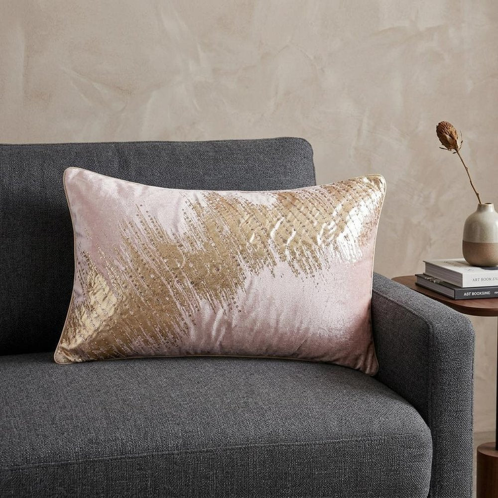 16" X 24" Gold Abstract Throw Pillow with Beads — view 2