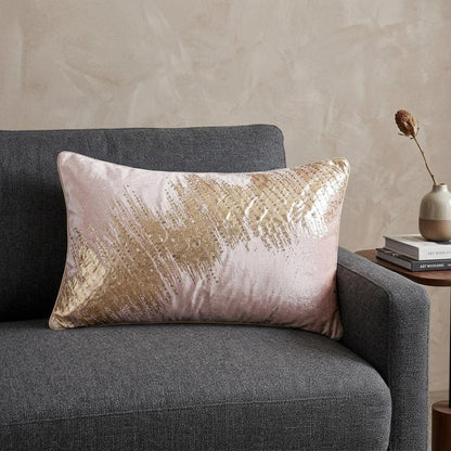 16" X 24" Gold Abstract Throw Pillow with Beads