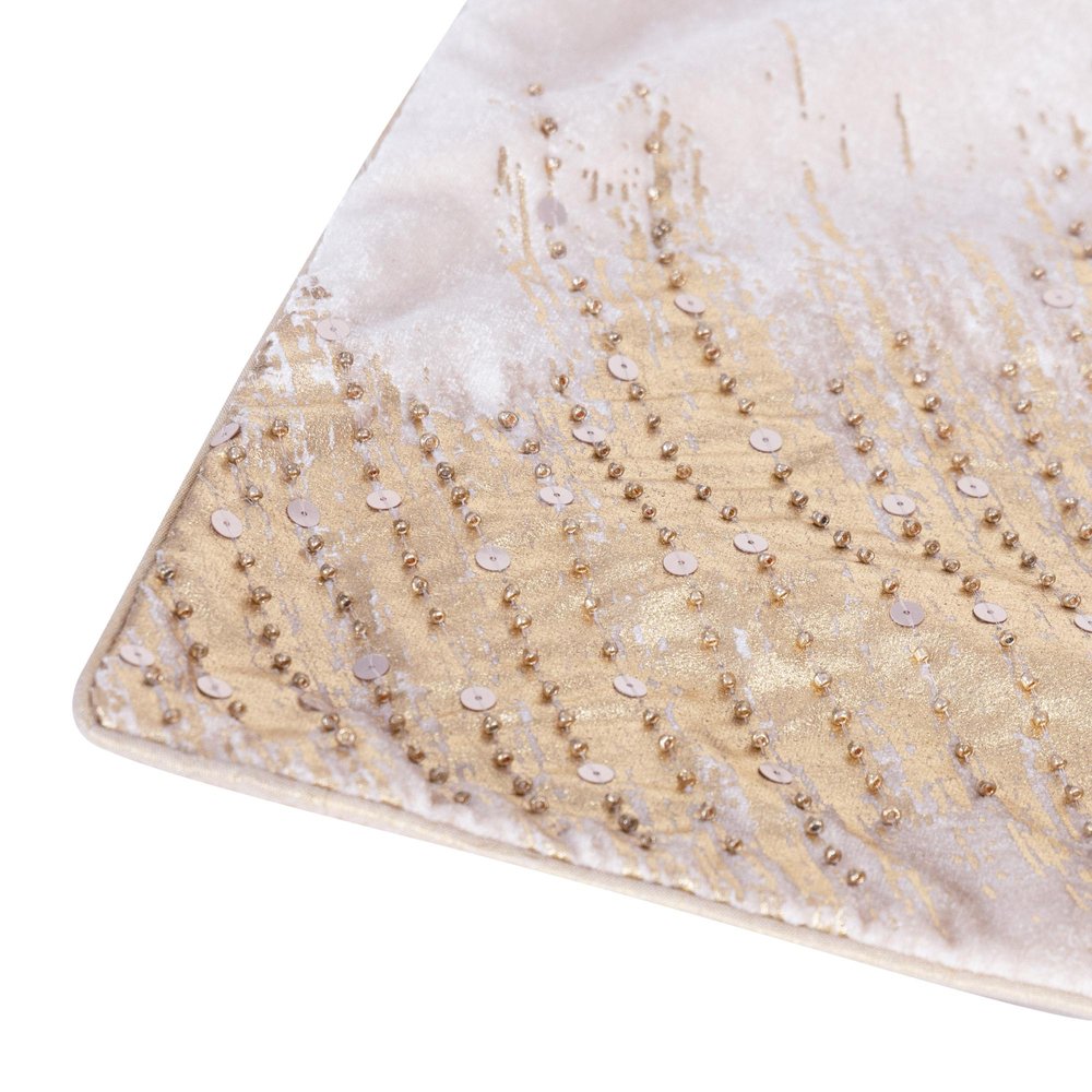 16" X 24" Gold Abstract Throw Pillow with Beads HomeRoots