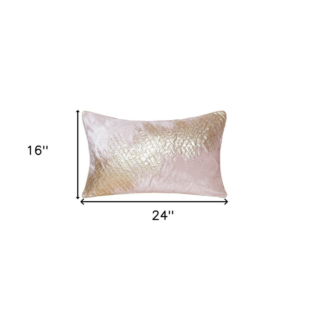 16" X 24" Gold Abstract Throw Pillow with Beads — view 1