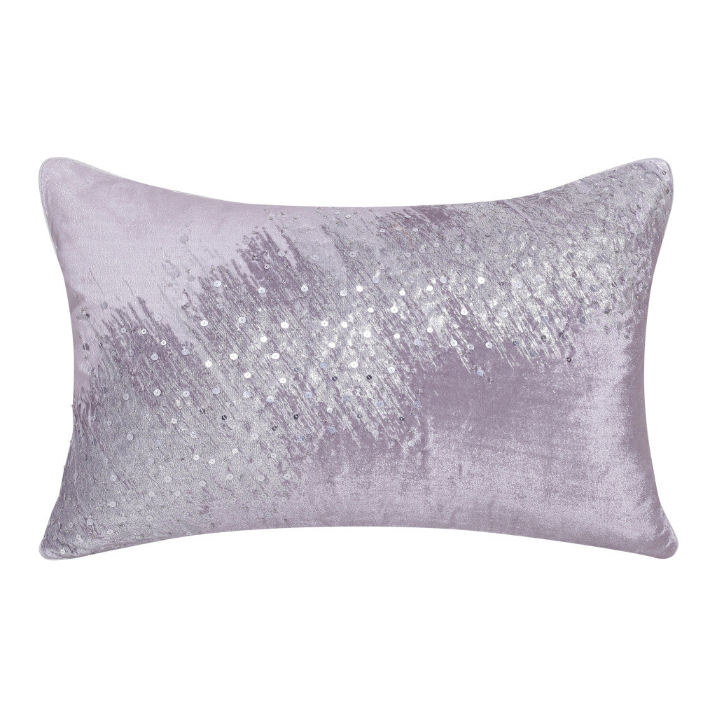 16" X 24" Gray Abstract Polyester Zippered Pillow With Beads FurniFindUSA