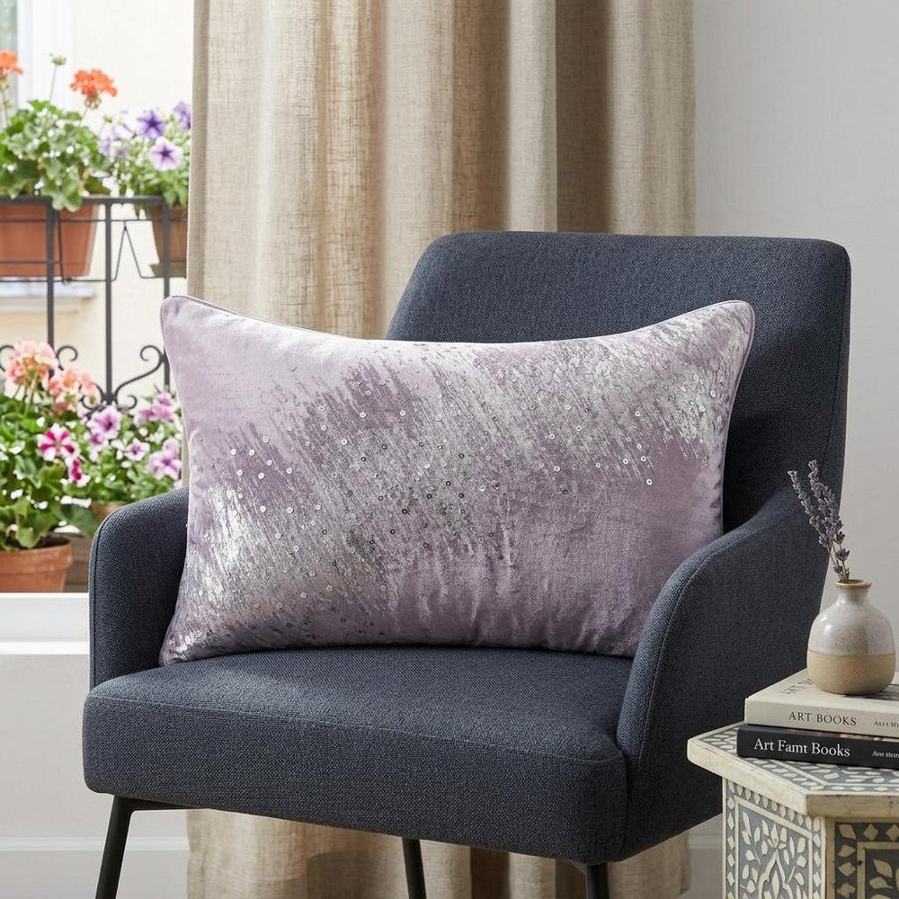 16" X 24" Gray Abstract Polyester Zippered Pillow With Beads — view 3