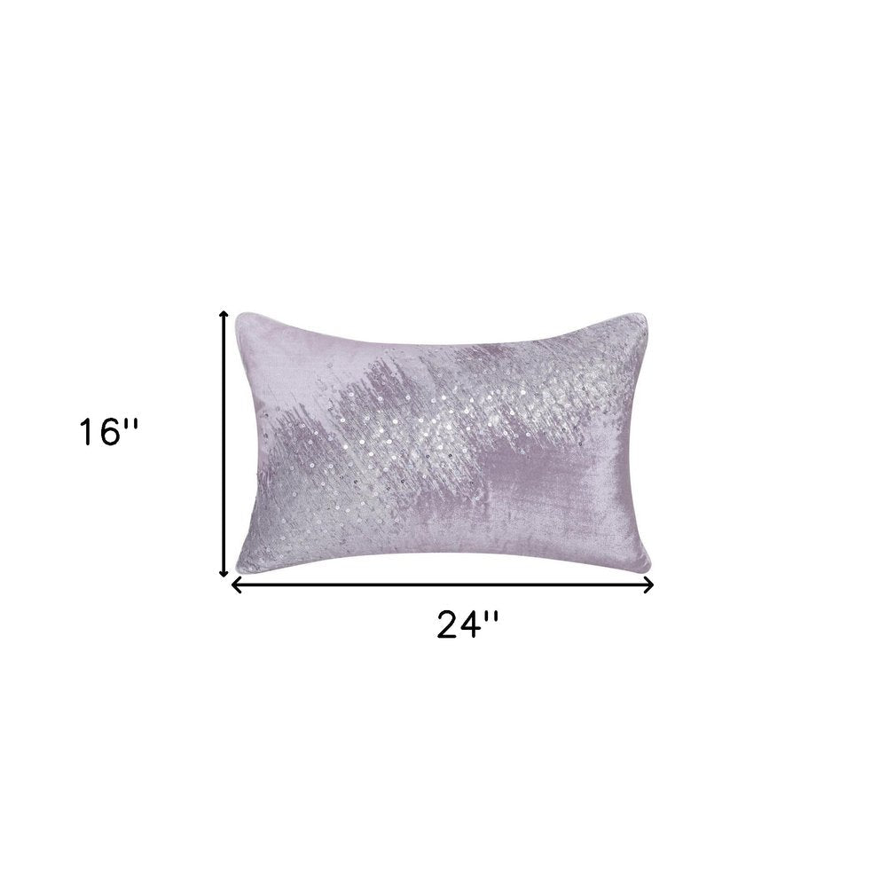 16" X 24" Gray Abstract Polyester Zippered Pillow With Beads HomeRoots