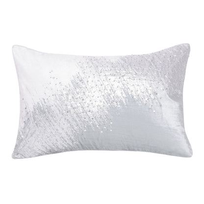 16" X 24" Ivory Abstract Polyester Zippered Pillow With Beads FurniFindUSA