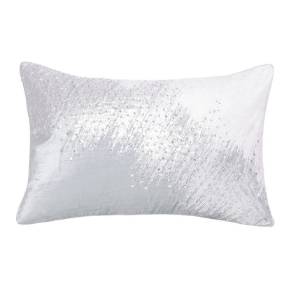 16" X 24" Ivory Abstract Polyester Zippered Pillow With Beads HomeRoots