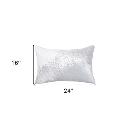 16" X 24" Ivory Abstract Polyester Zippered Pillow With Beads HomeRoots