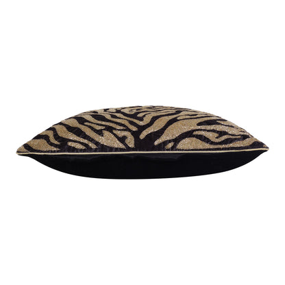 20" X 20" Gold Safari Animals Abstract Polyester Zippered Pillow With Beads FurniFindUSA