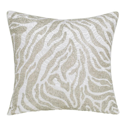 20" Ivory Safari Animals Abstract Throw Pillow with Beads HomeRoots