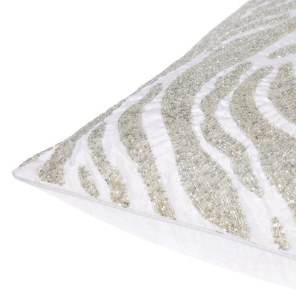20" Ivory Safari Animals Abstract Throw Pillow with Beads HomeRoots