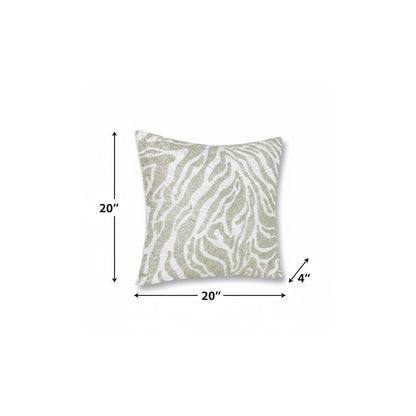20" Ivory Safari Animals Abstract Throw Pillow with Beads HomeRoots