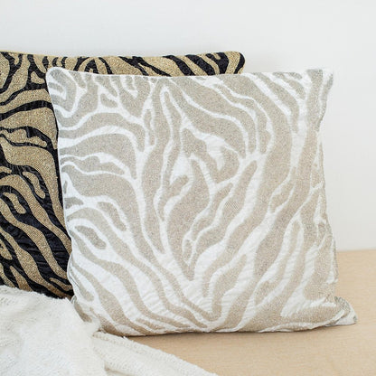 20" Ivory Safari Animals Abstract Throw Pillow with Beads HomeRoots