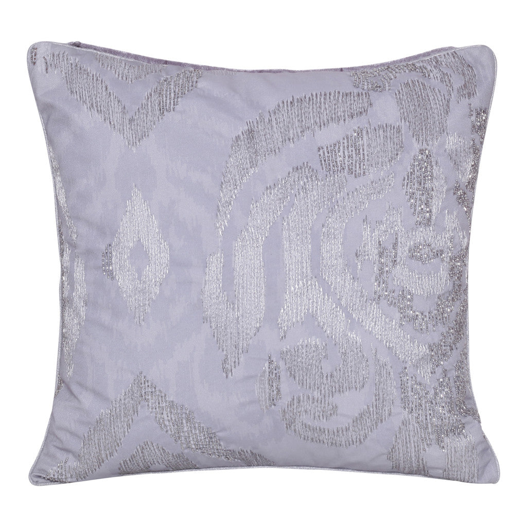 20" X 20" Silver Striped Polyester Zippered Pillow With Beads FurniFindUSA
