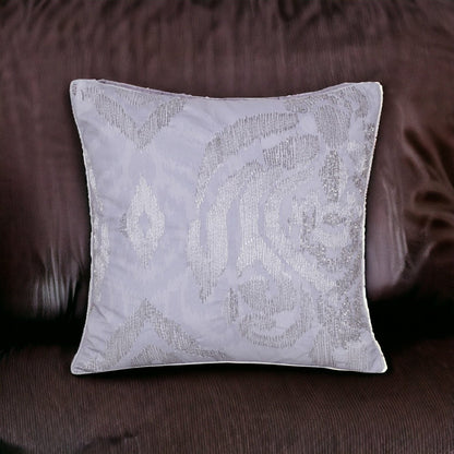 20" X 20" Silver Striped Polyester Zippered Pillow With Beads FurniFindUSA