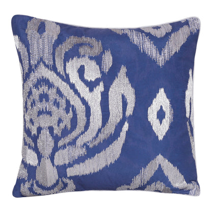 20" X 20" Blue Geometric Polyester Zippered Pillow With Beads FurniFindUSA
