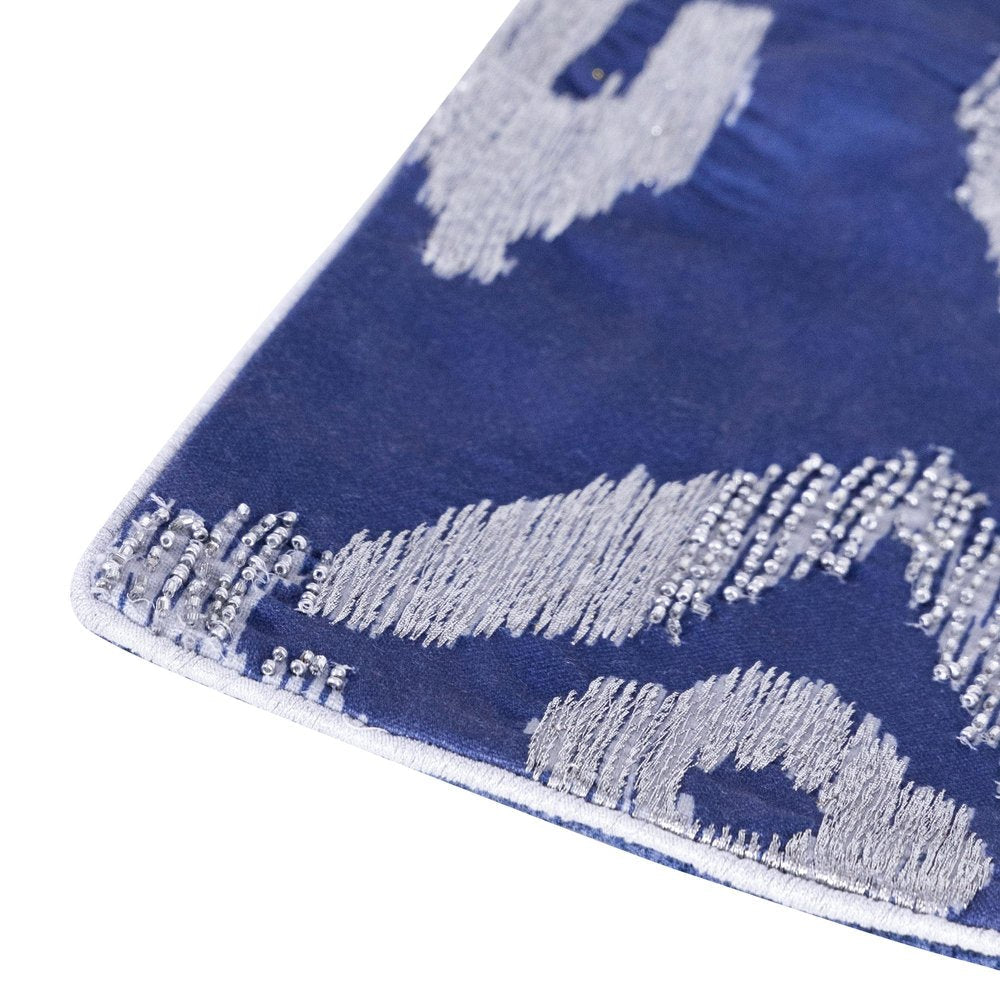 20" Blue Geometric Throw Pillow with Beads — view 5