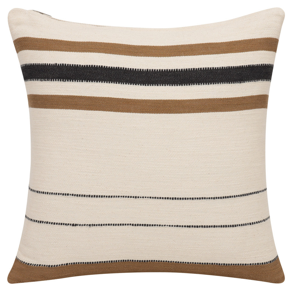 20" X 20" Ivory Striped Cotton Zippered Pillow 4.0" (L) x 20.0" (W) x 20.0" (H)