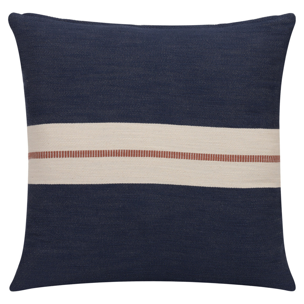 24" X 24" Blue Striped Cotton Zippered Pillow FurniFindUSA