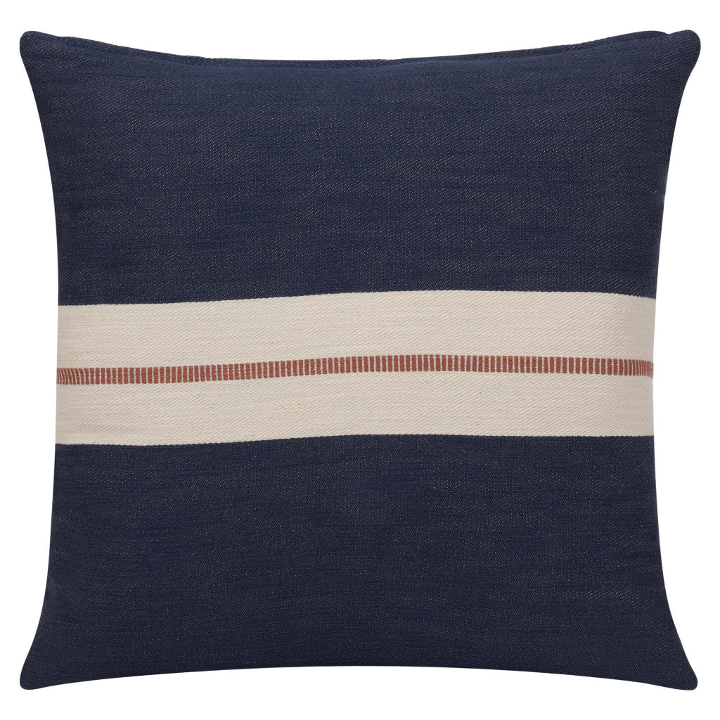 24" X 24" Blue Striped Cotton Zippered Pillow FurniFindUSA