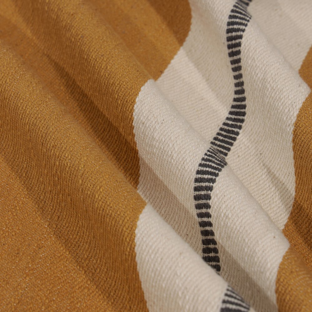 20" X 20" Yellow Striped Cotton Zippered Pillow HomeRoots