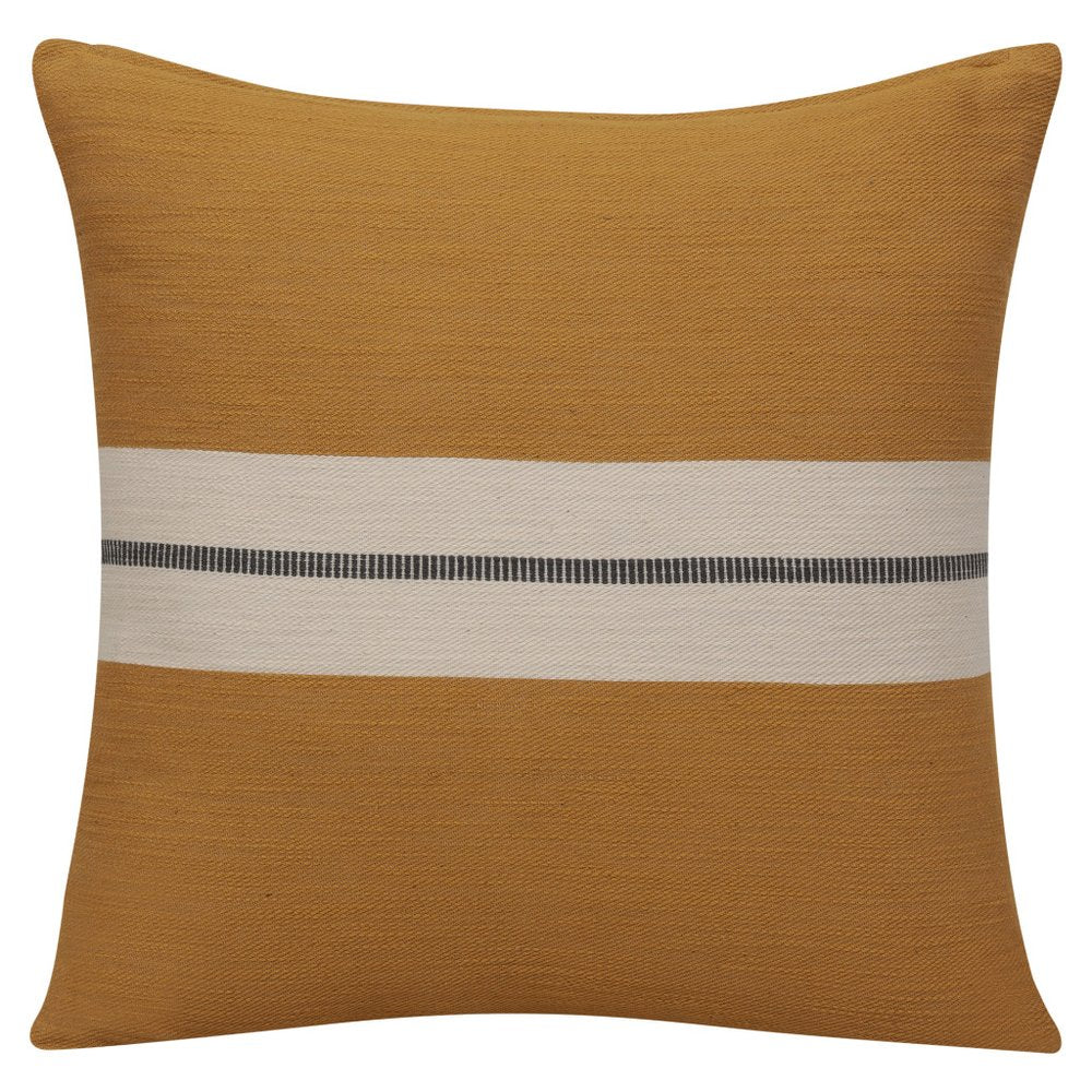 20" X 20" Yellow Striped Cotton Zippered Pillow HomeRoots