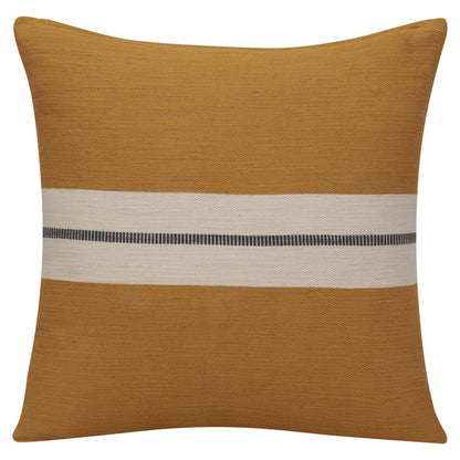 20" X 20" Yellow Striped Cotton Zippered Pillow HomeRoots
