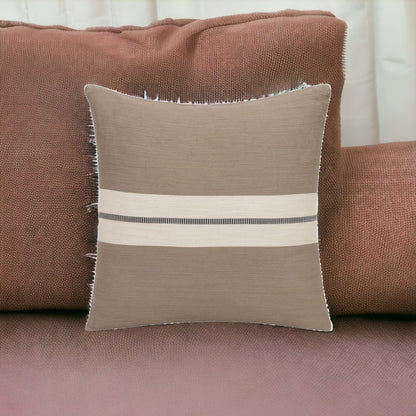 20" X 20" Brown Striped Cotton Zippered Pillow 4.0" (L) x 20.0" (W) x 20.0" (H)