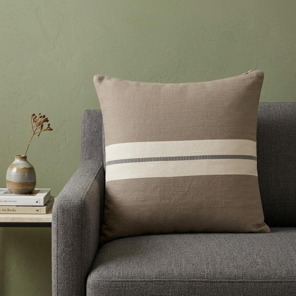 20" X 20" Brown Striped Cotton Zippered Pillow HomeRoots
