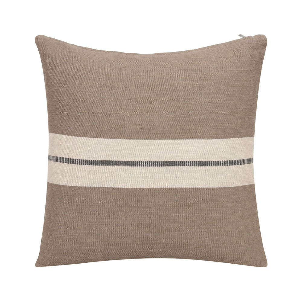20" X 20" Brown Striped Cotton Zippered Pillow — view 1