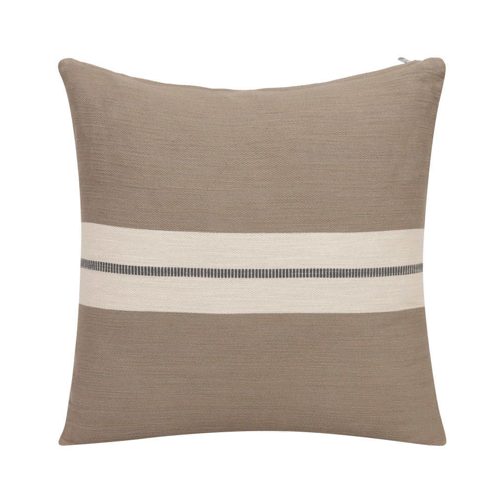 24" X 24" Brown Striped Cotton Zippered Pillow FurniFindUSA