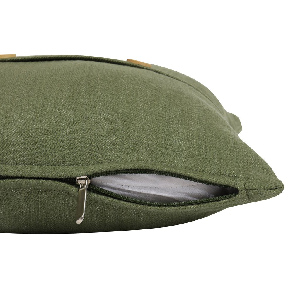 20" Forest Green Cotton Throw Pillow With Buttons HomeRoots