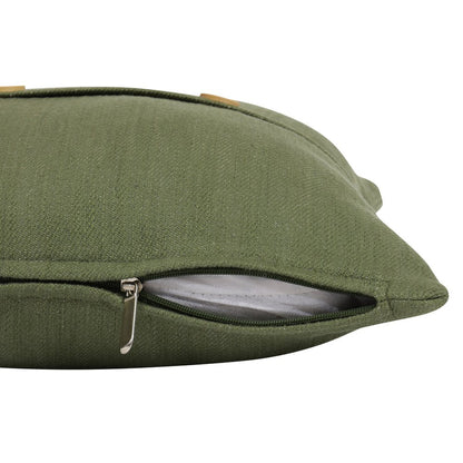 20" Forest Green Cotton Throw Pillow With Buttons HomeRoots