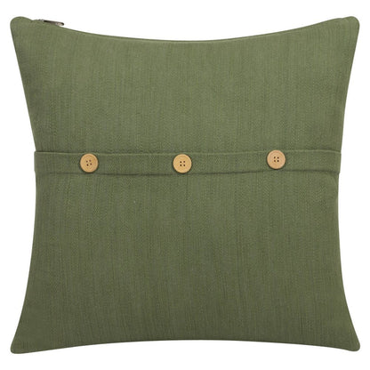 20" Forest Green Cotton Throw Pillow With Buttons HomeRoots