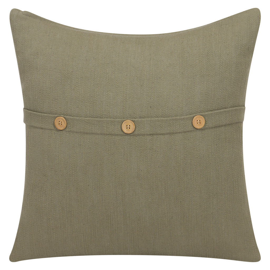 20" Sage Green Cotton Throw Pillow With Buttons FurniFindUSA
