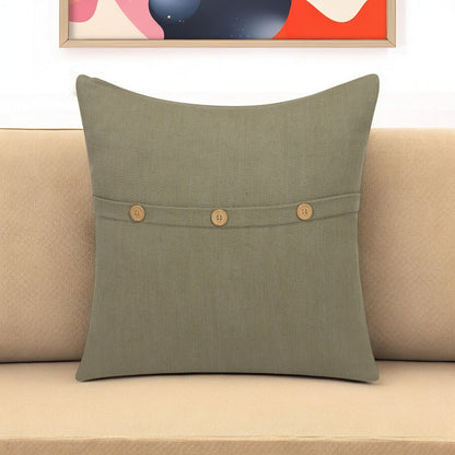 20" Sage Green Cotton Throw Pillow With Buttons FurniFindUSA