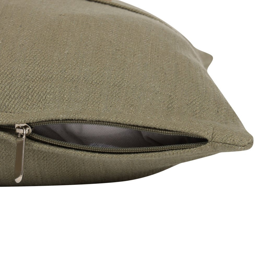 20" Sage Green Cotton Throw Pillow With Buttons HomeRoots