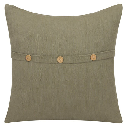 20" Sage Green Cotton Throw Pillow With Buttons HomeRoots