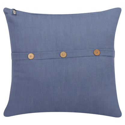 20" Blue Cotton Throw Pillow With Buttons FurniFindUSA