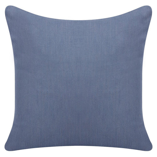 20" Blue Cotton Throw Pillow With Buttons