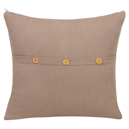 20" Brown Cotton Throw Pillow With Buttons