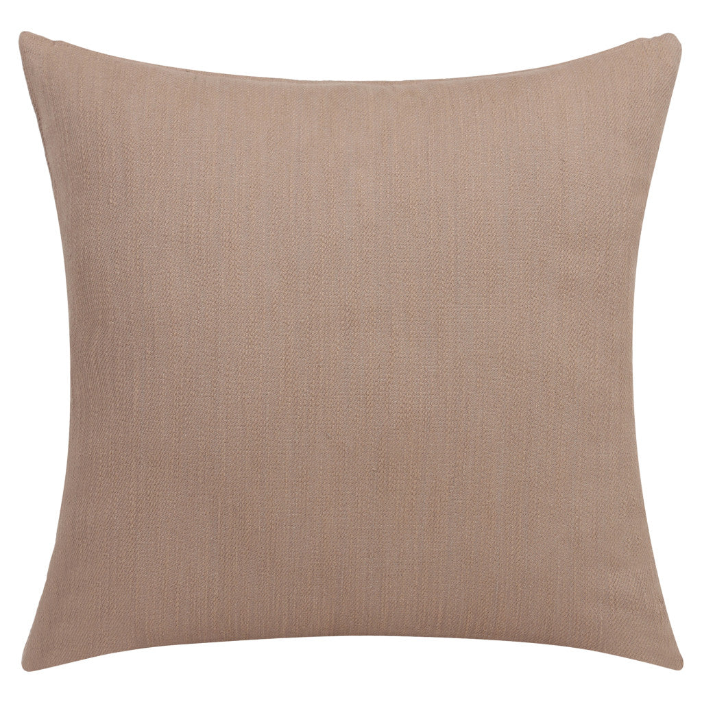 20" Brown Cotton Throw Pillow With Buttons