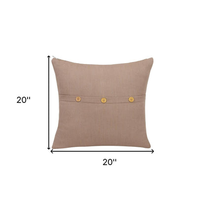 20" Brown Cotton Throw Pillow With Buttons HomeRoots
